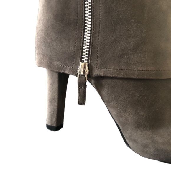Franco Sarto A-Lady Gray Suede Leather Fold Down Heeled Boots Side Zip Sz 7M - Picture 4 of 7